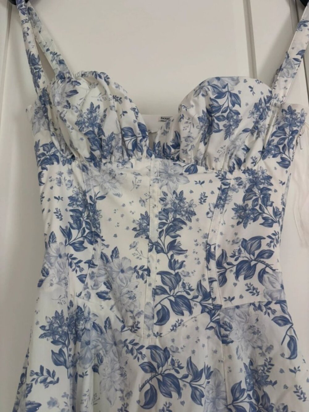 House of CB Blue White Floral Corset Midi Dress Size XS - Picture 3 of 7